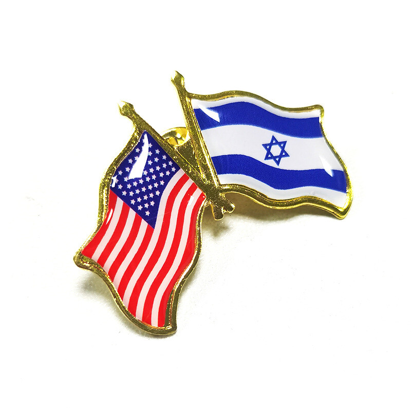 Wholesale Pack of 10 USA American Israel Friendship Flag Bike Hat Cap lapel Pin