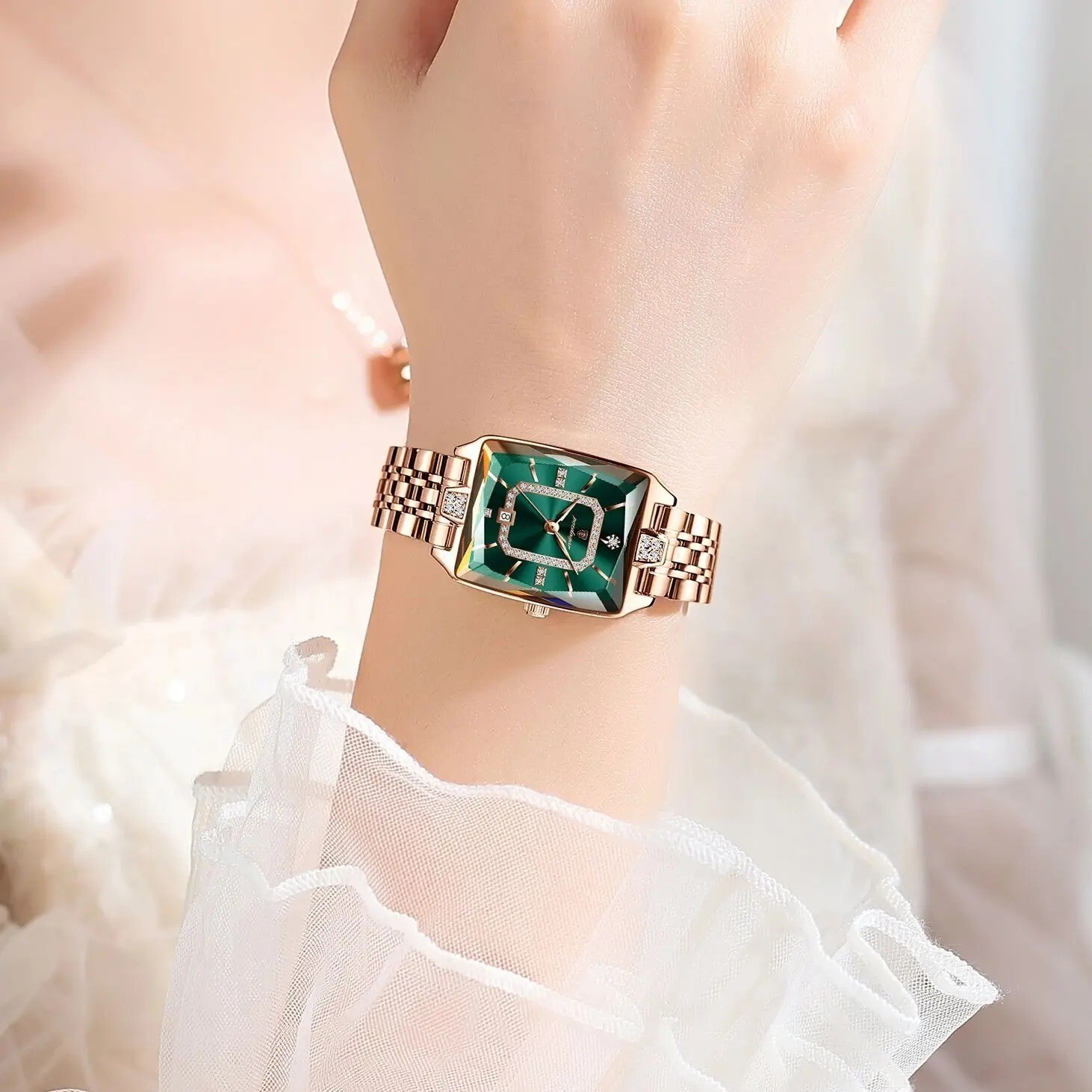 Luxury Waterproof Numberless Quartz Stainless Steel Watch For Ladies Woman Girls