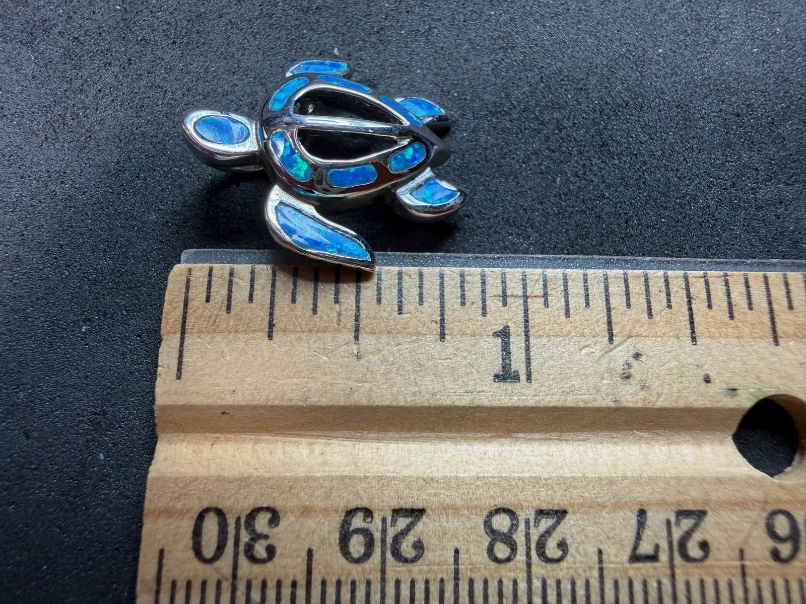 3.29g Vintage Sterling Silver 925 Turtle Pendant Blue Inlay Sea Ocean M
