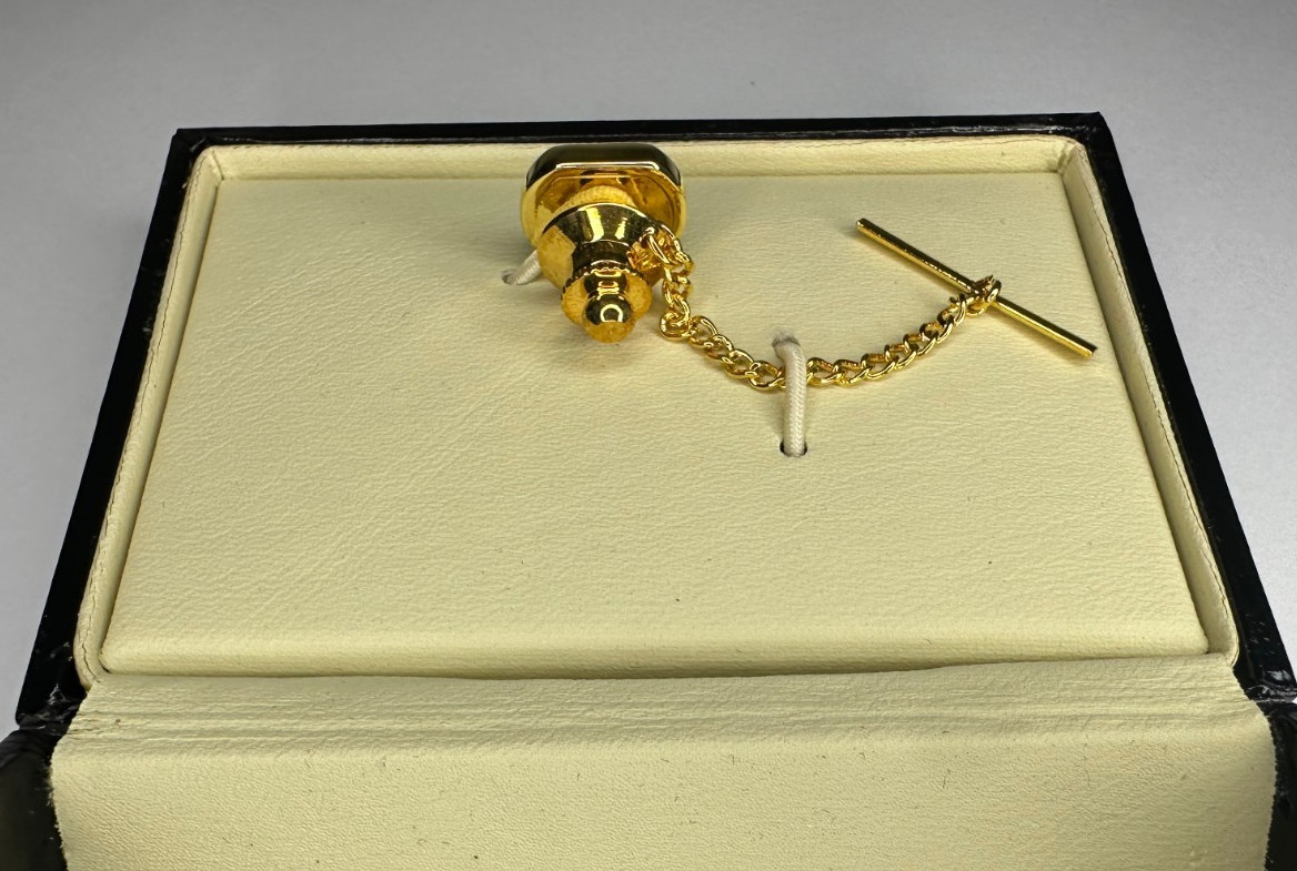 NEW Men’s STAFFORD TIE TACK CHAIN CLIP Black Gold Silver Tone Rhinestone Formal