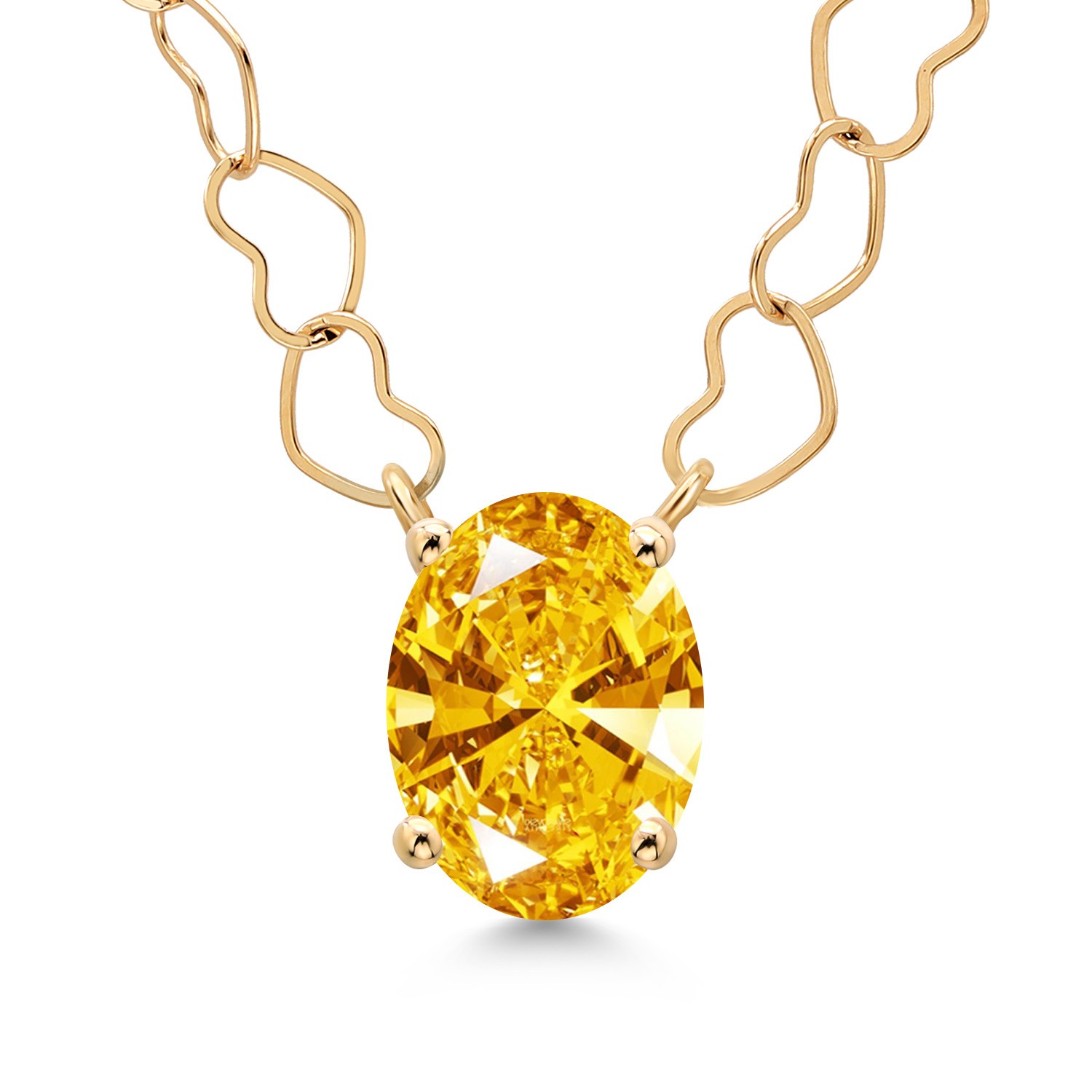 1.21 Ct Oval Golden Yellow Zirconia 14K Yellow Gold Necklace