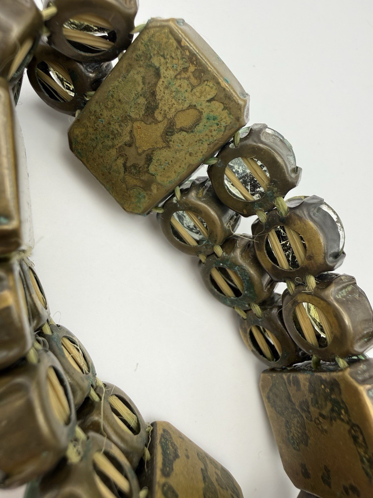 Vintage Bracelet Green Stone Stretch Slide Cuff Statement
