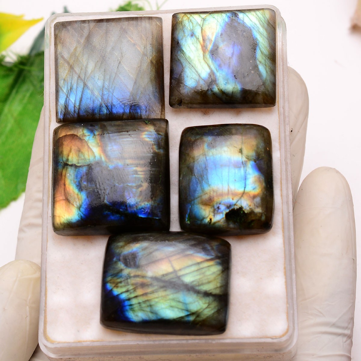 Frozen Lightning~5 Pcs Natural Labradorite 25mm-29mm Cabochon Huge Gemstones Lot