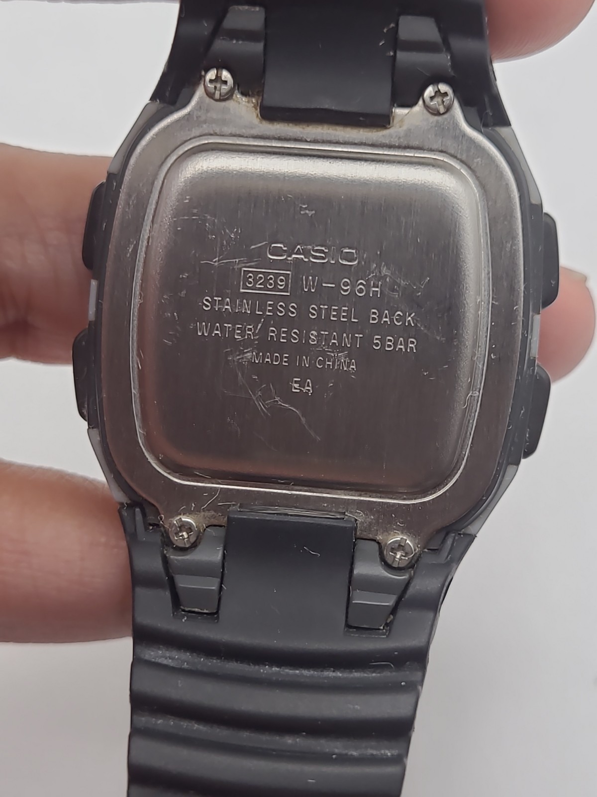 Casio Mens Watch Black Digital Alarm Chrono W-96H Illuminator Working
