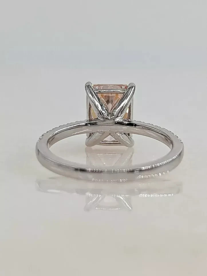 Radiant Cut 3.20 Ct IGI Lab Created Diamond Ring 14k White Gold Fancy Vivid Pink