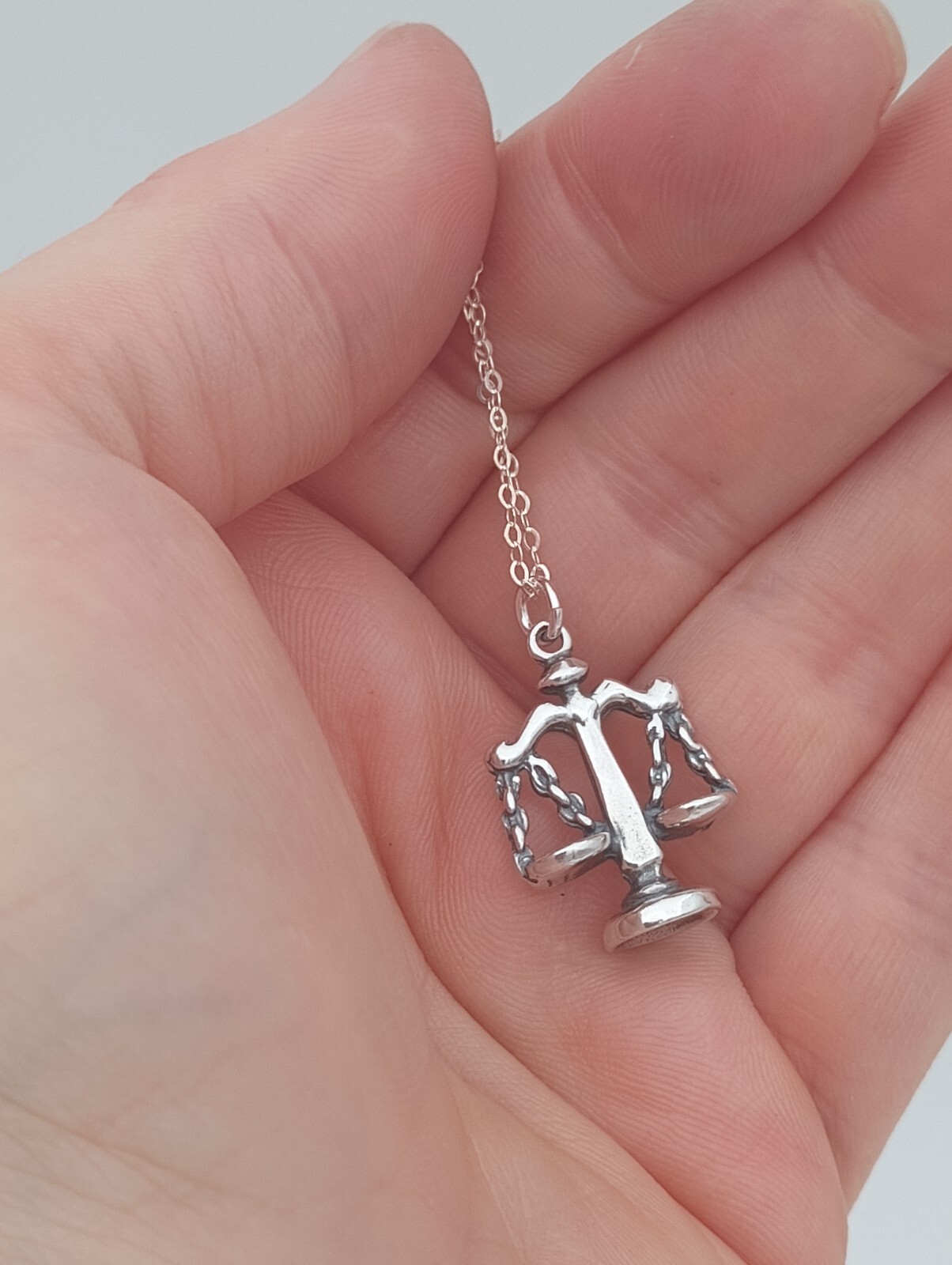 scales of justice sterling silver necklace Law Charm 18″ chain scales pendant
