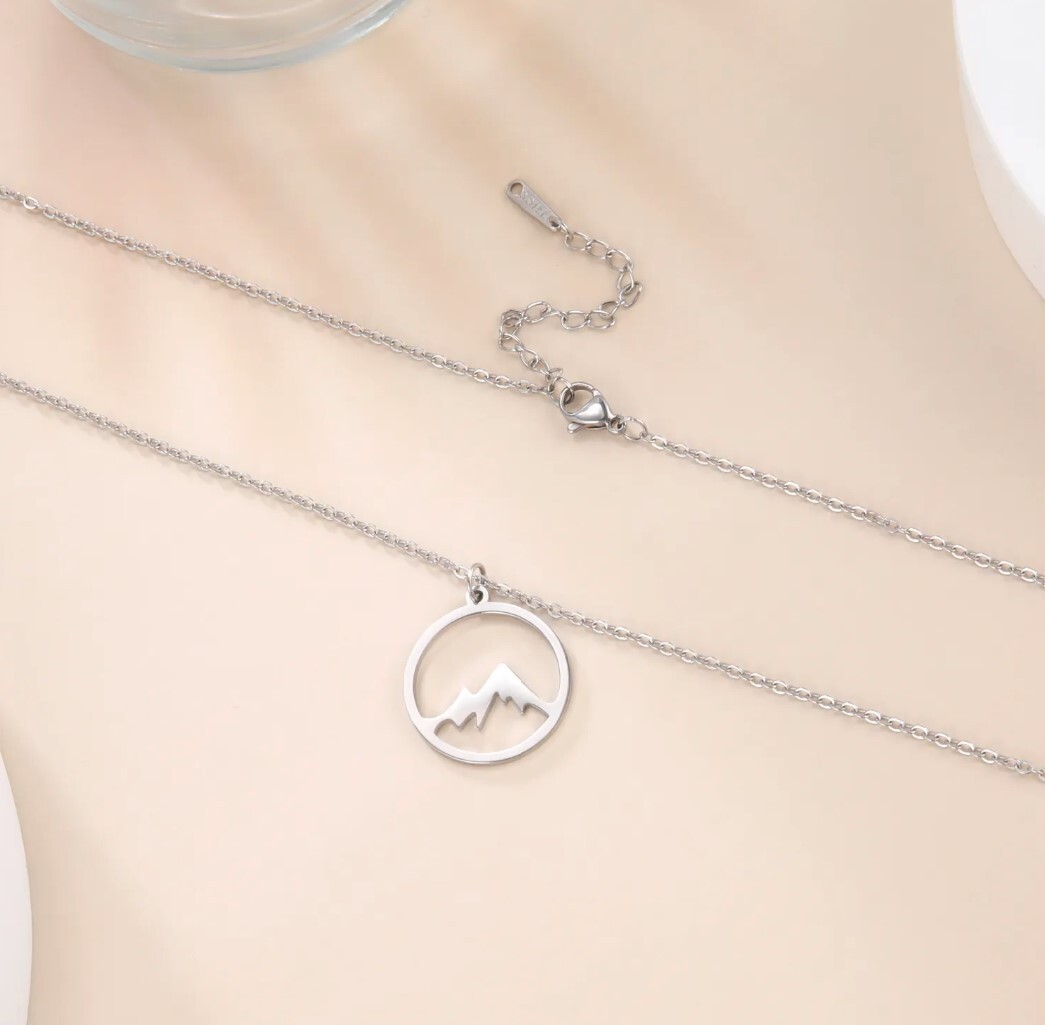 Stainless Steel Mountain Necklace with 45cm chain plus 5cm extender