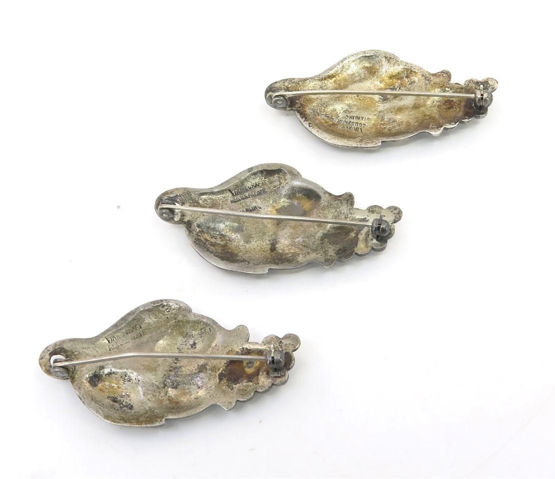 Set of 3 Viking Craft Sterling Silver Brooch Pins 50 grams 1″ x 2″