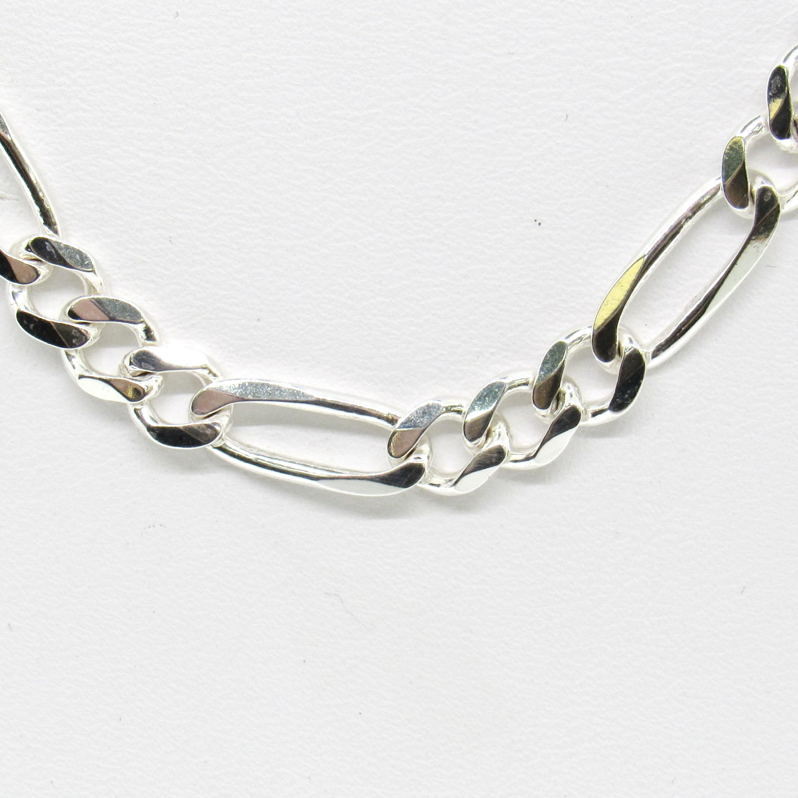 STERLING SILVER .925 ITALY FIGARO 5 MM WIDTH FLAT 24″ UNISEX CHAIN LINK NECKLACE