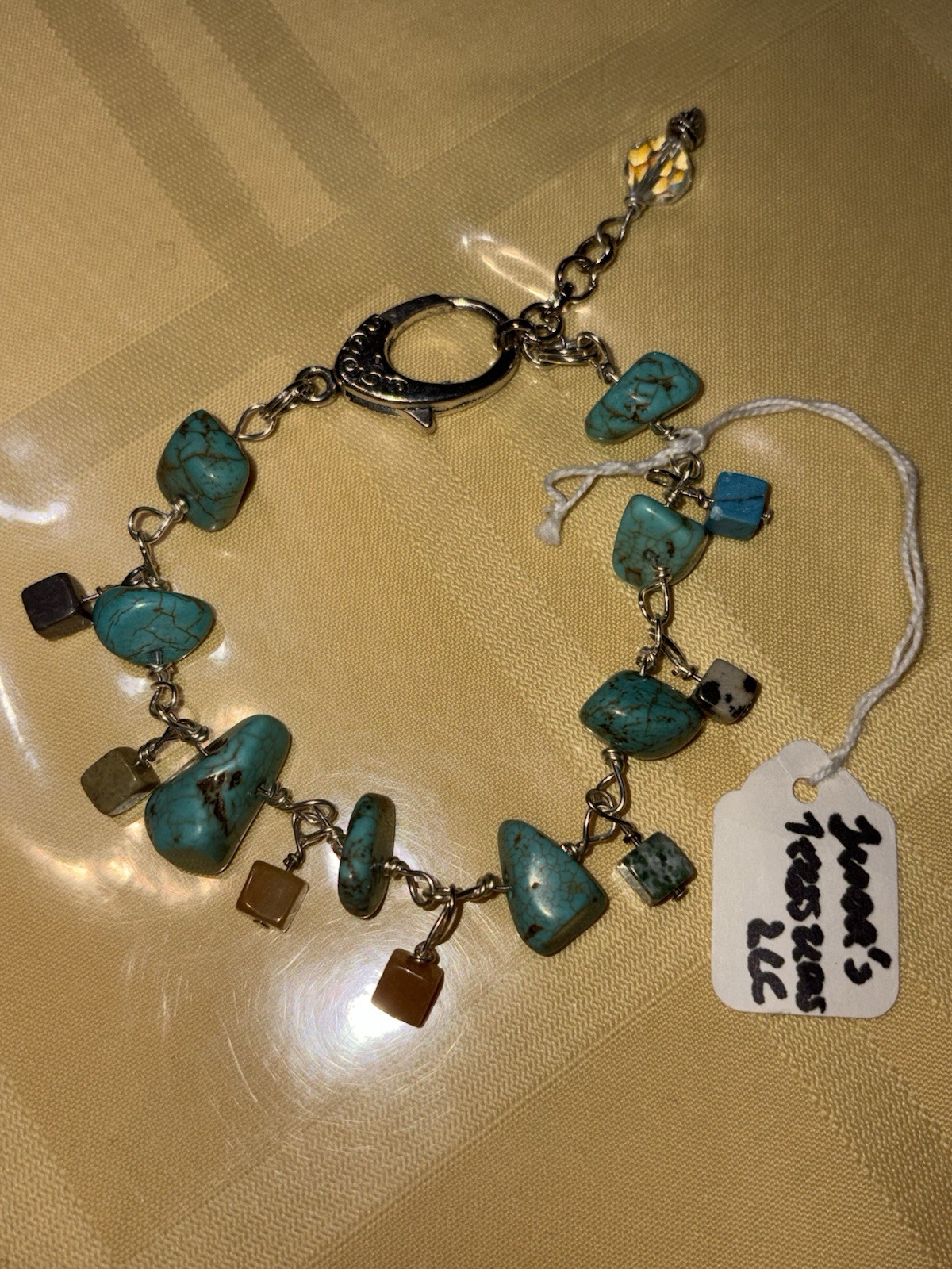 7-9” adjustable Tessa’s Treasures LLC turquoise wire wrapped bracelet