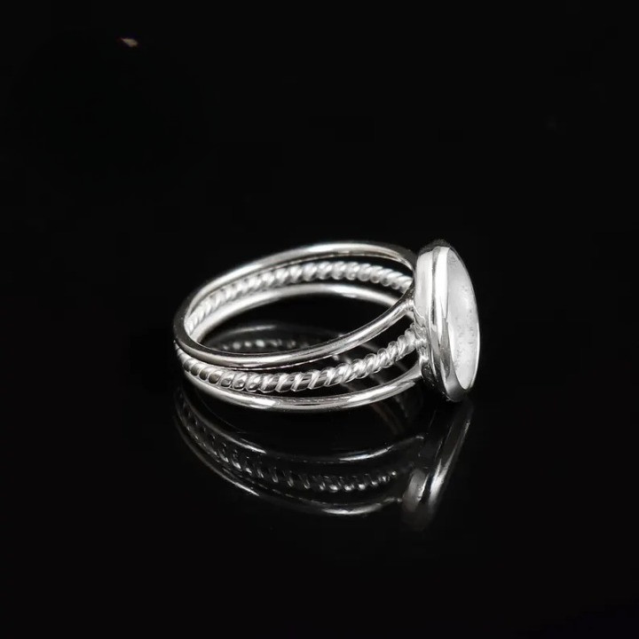 925 Sterling Silver 5x7mm Pear Bezel Triple Band Ring Blank DIY Jewelry Setting