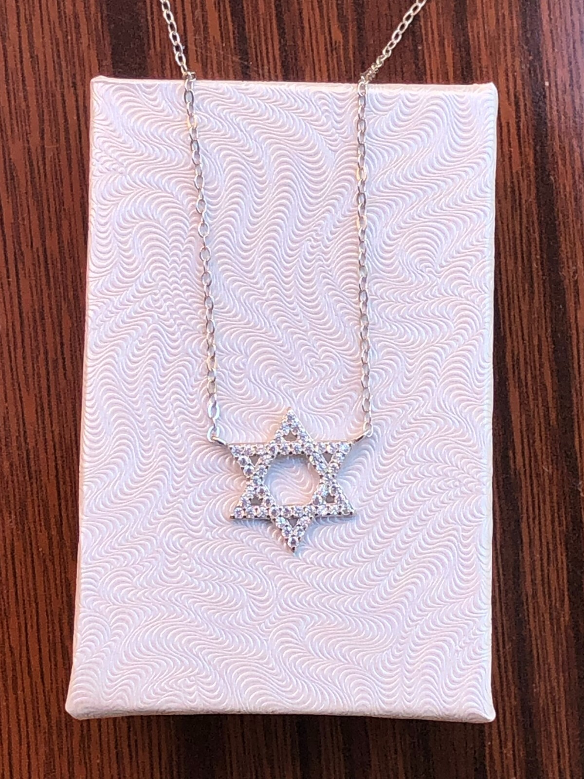 925 Sterling Silver Cz Star of David Pendant Necklace Womens 14.5mm(0.57″) 17.5″