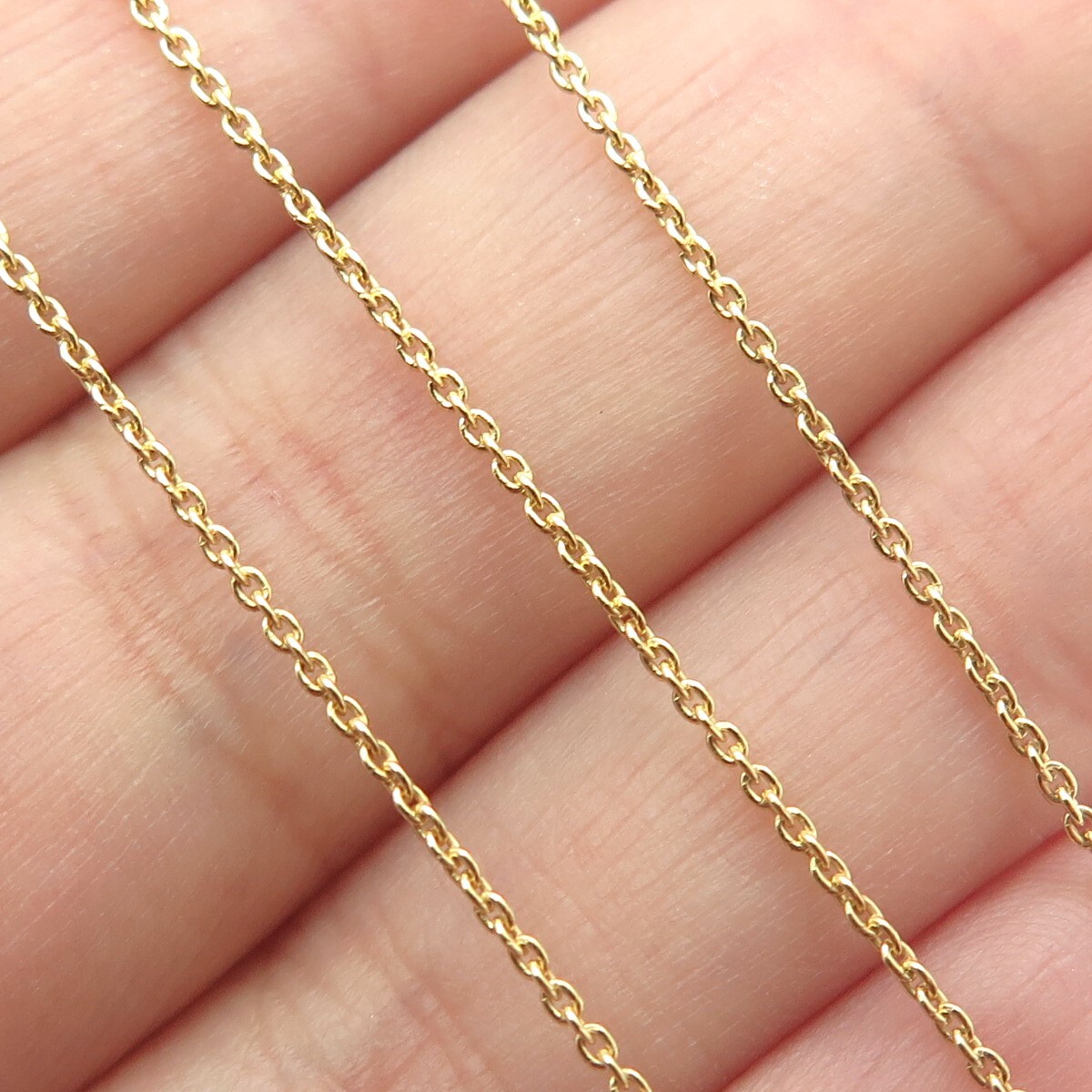 925 Sterling Silver Gold Plated Italy Cable Chain Necklace 14-15″