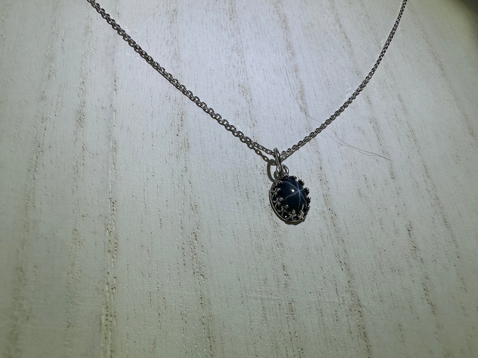 Deep Blue Star Sapphire Pendant (2/3 ctw) w/20″ Sterling Silver Chain