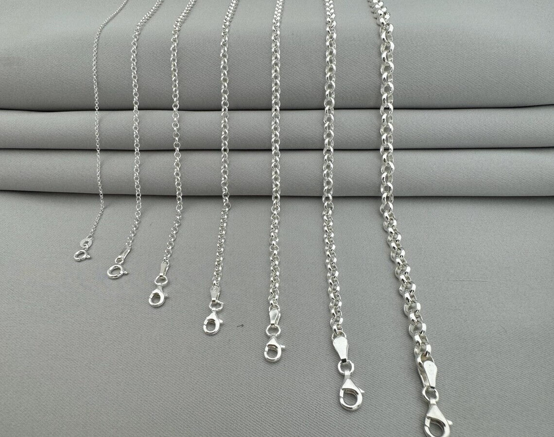 Sterling Silver Belcher Chain Necklace – 16″ 18″ 20″ 22″ 24″ 26″ 30″