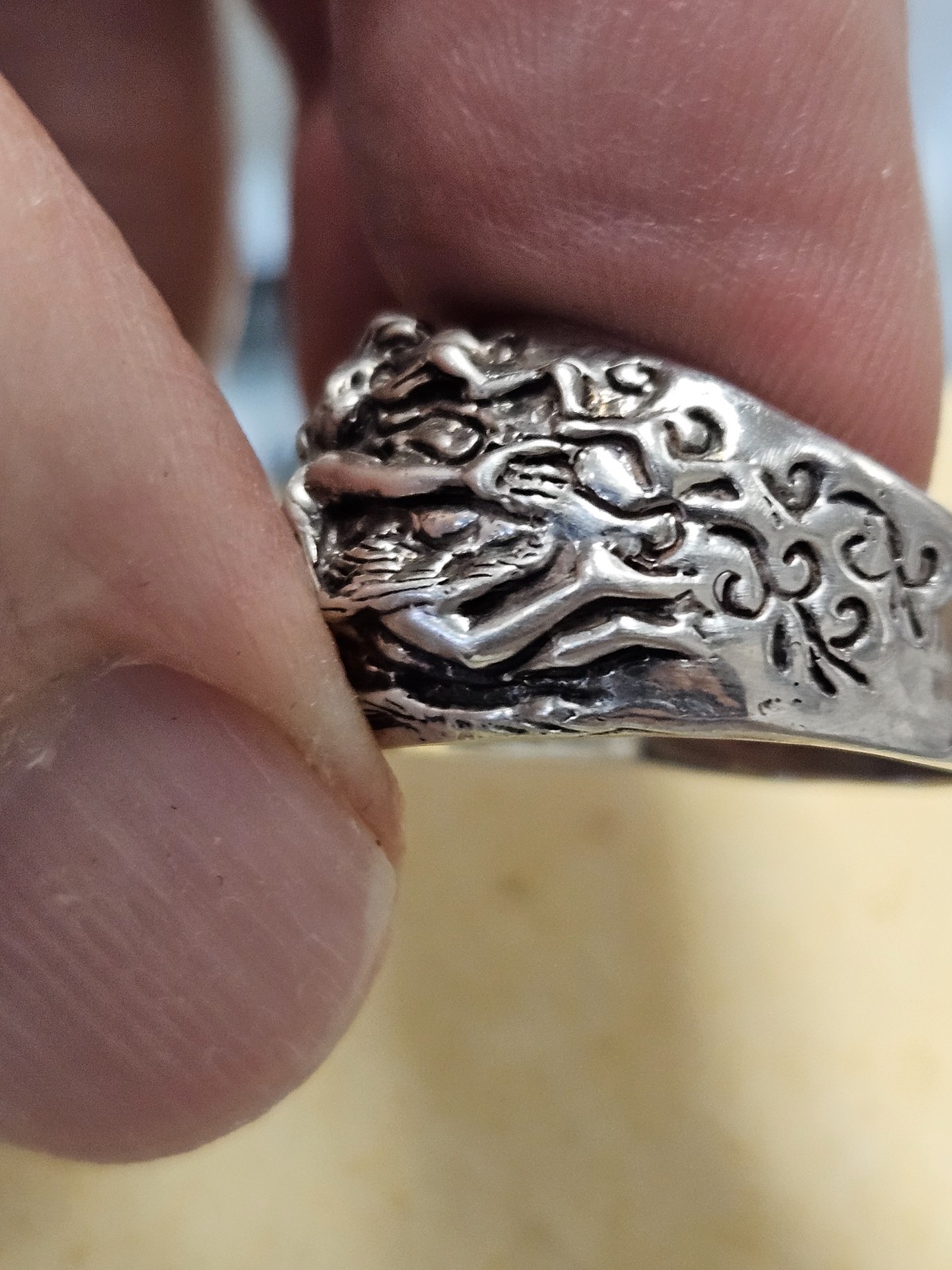 925 Sterling Silver Mermaid Ring. Not marked 925 but tested as silver.