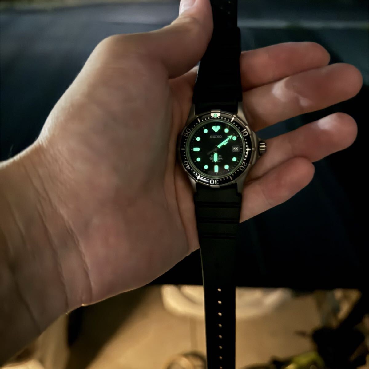 Working SEIKO Titanium SCUBA 7N35 6110 Men’s Wristwatch qz Diver’s Watch