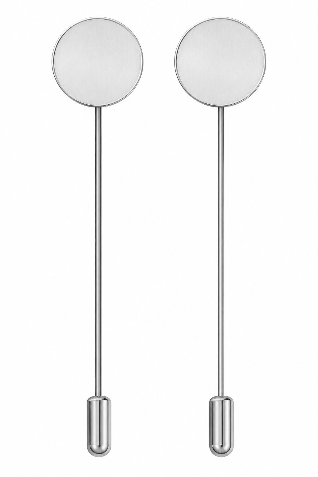 Silver Stick Pin Blanks Set of 2 | Round Pad Brooch Pin Bases | DIY Corsage Pins