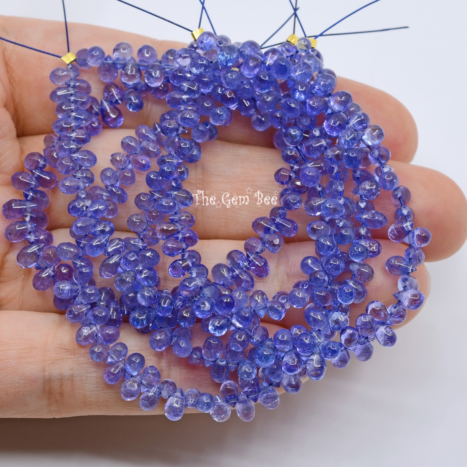 Gem Grade Tanzanite Smooth Full Teardrop Briolette Bead 5 Inch Strand