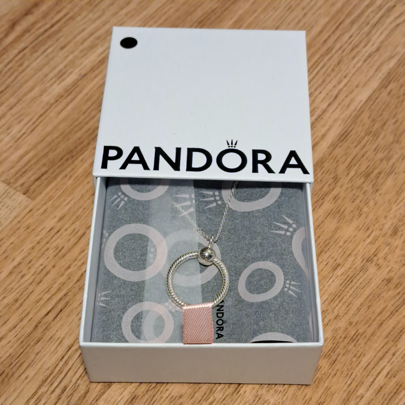 Pandora moments small O Pendant with 60cm Chain – 925 Silver New unused