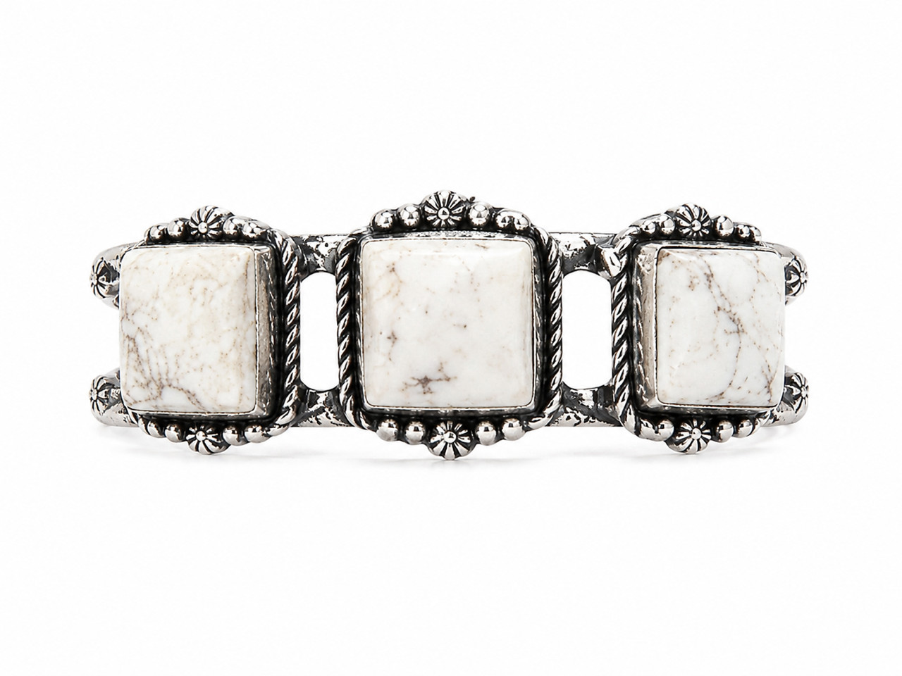 3-stone Wildhorse and SS plated Copper Cuff