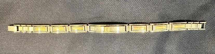 Mens IBG 14k Stainless Steel Bracelet With 3 Diamonds 8 1/4″