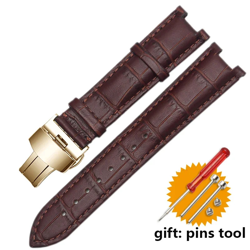 Genuine Leather Watch Strap for Versace Gucci GC 22x13mm 20x11mm Butterfly Band