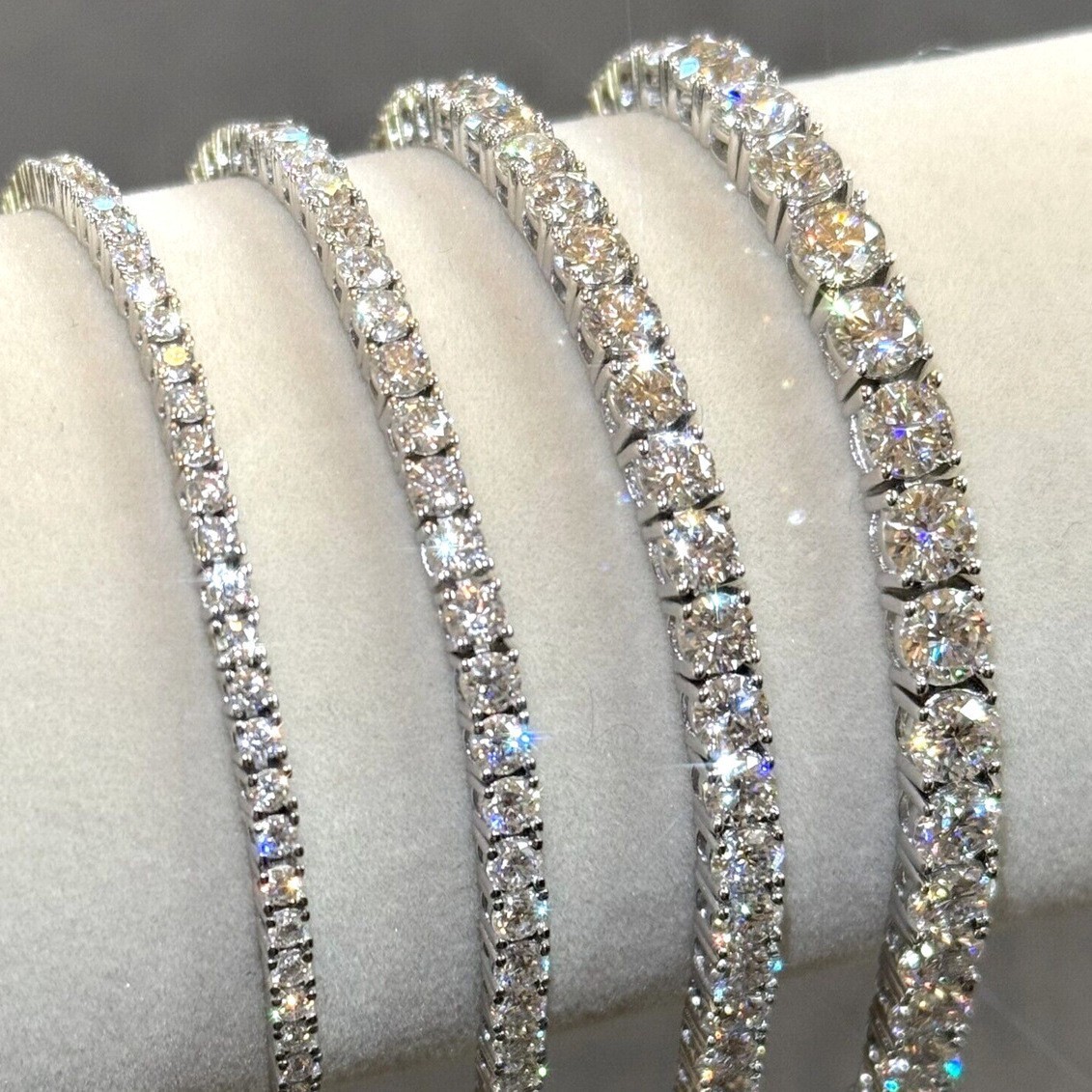 2mm-6.5mm VVS1 D Color MOISSANITE Tennis Chain Bracelet 925 Silver Pass Tester!!