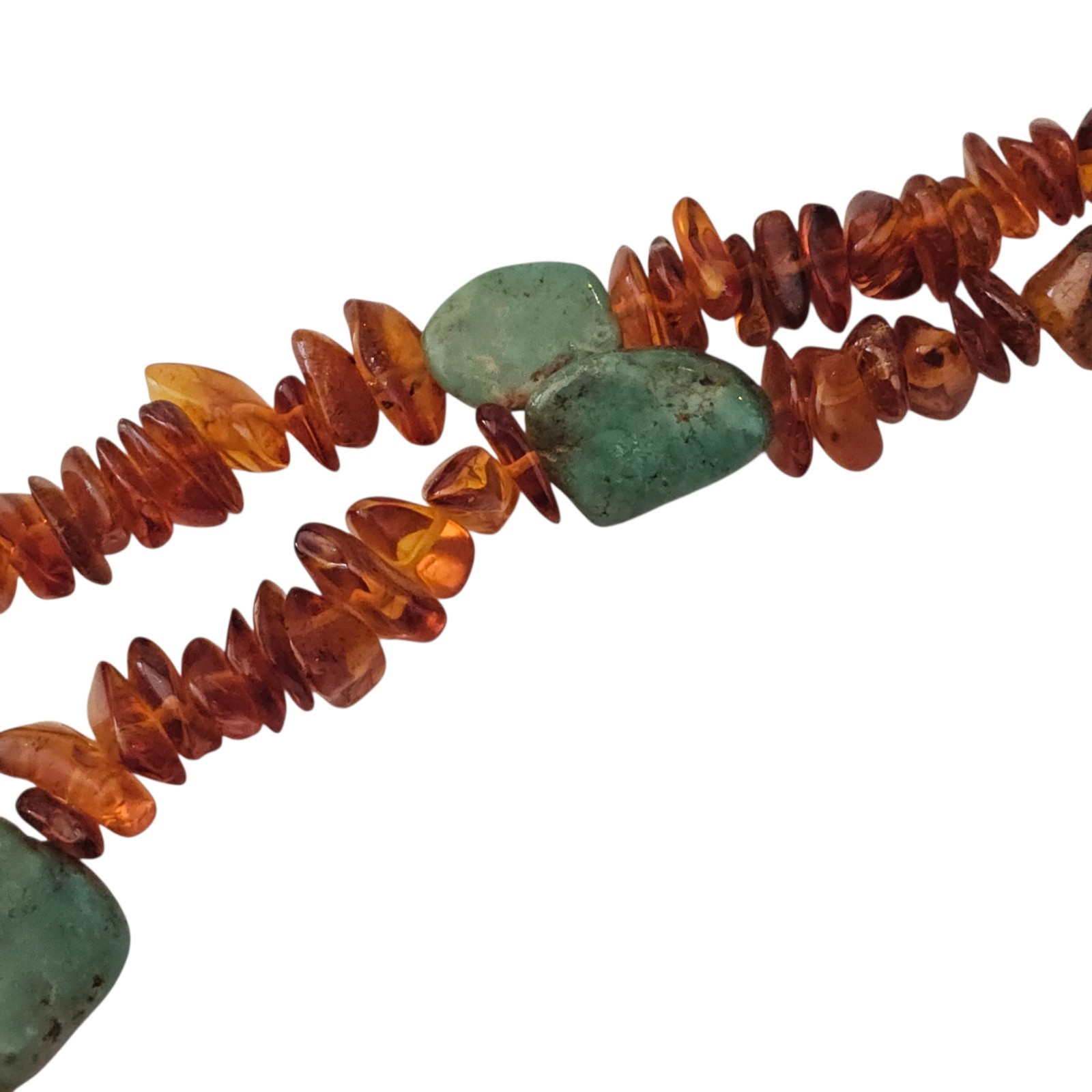 Vintage Native American Navajo Sterling Silver Turquoise Amber Bead Necklace 23″