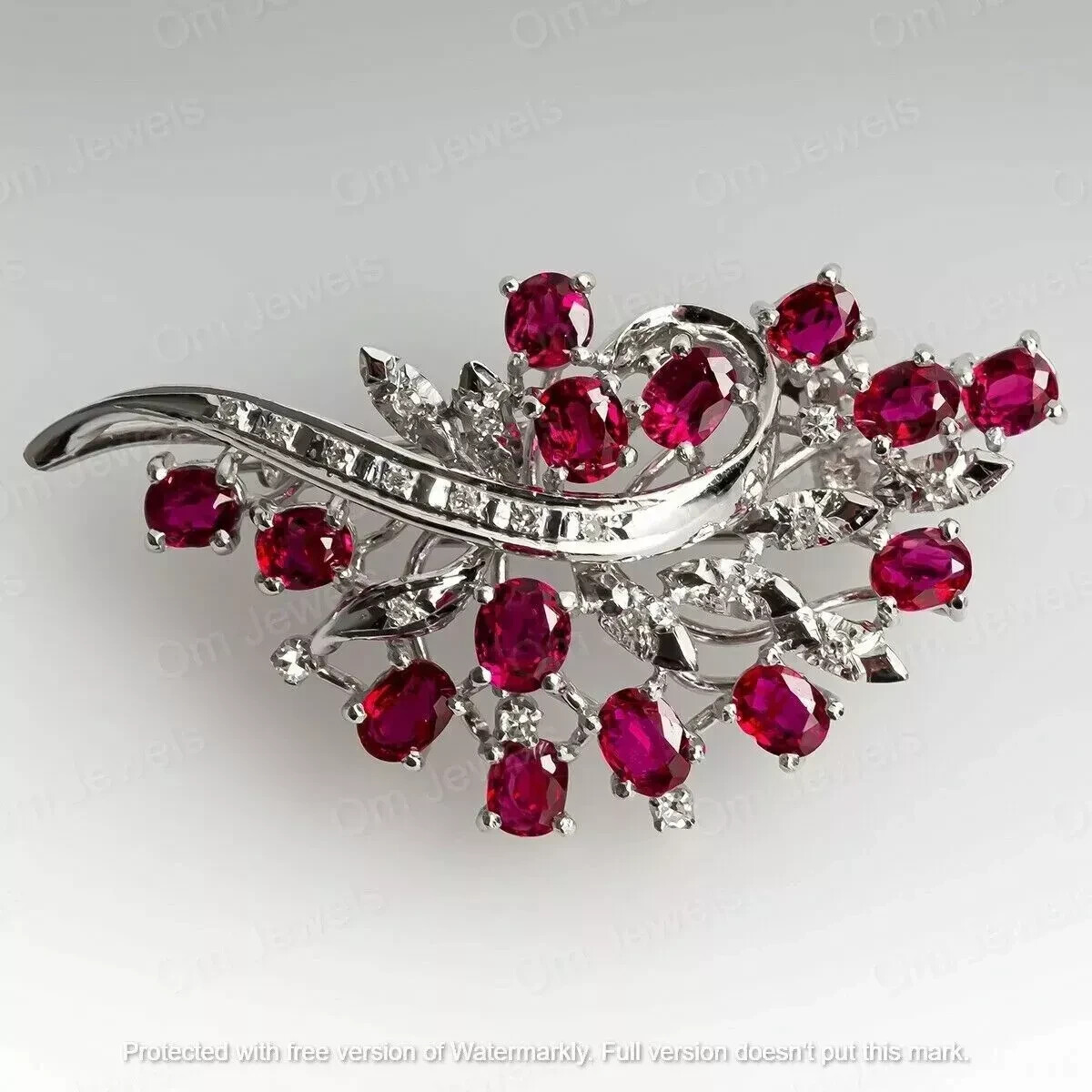 Fashionable 4.50Ct Oval Cut Red Ruby Diamond Cluster Pendant White Gold Finish