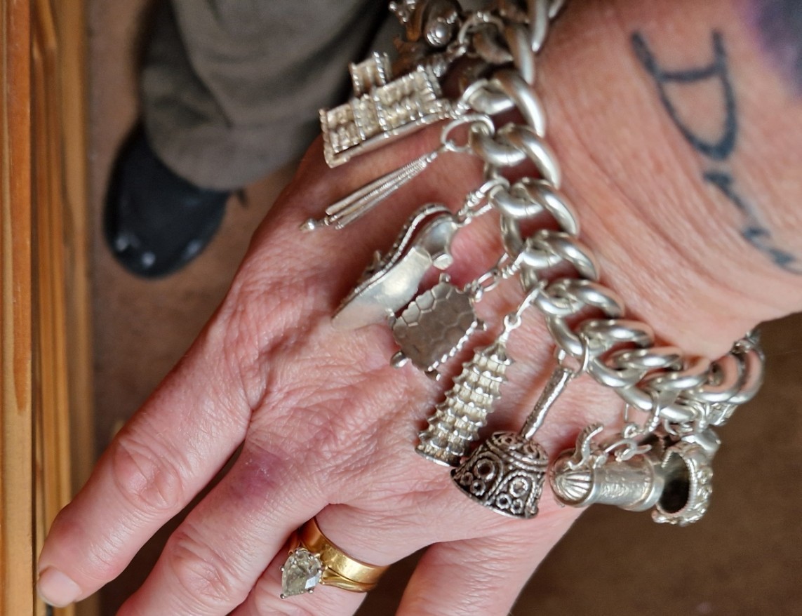 Vintage Very Heavy Silver Charm Bracelet 153g