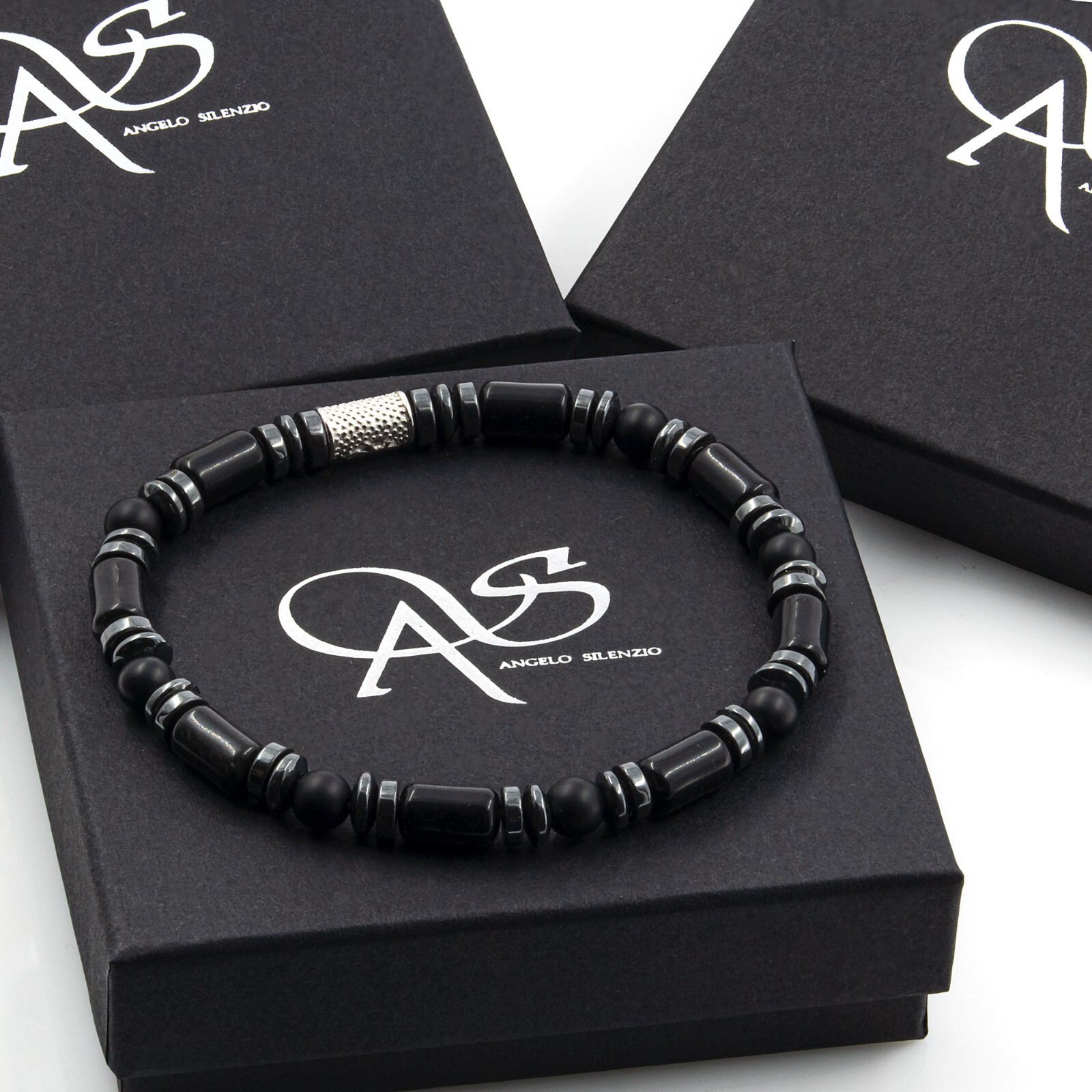 Black Agate Bracelet Bracelet 925 Sterling Silver Bead Bracelet 6mm Women Men