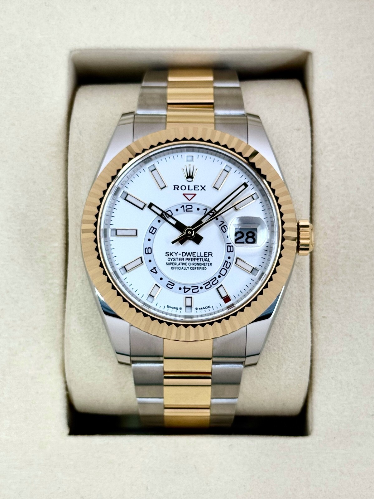 NEW 2025 Rolex Sky-Dweller 42mm 336933 Two-Tone Oyster White Dial