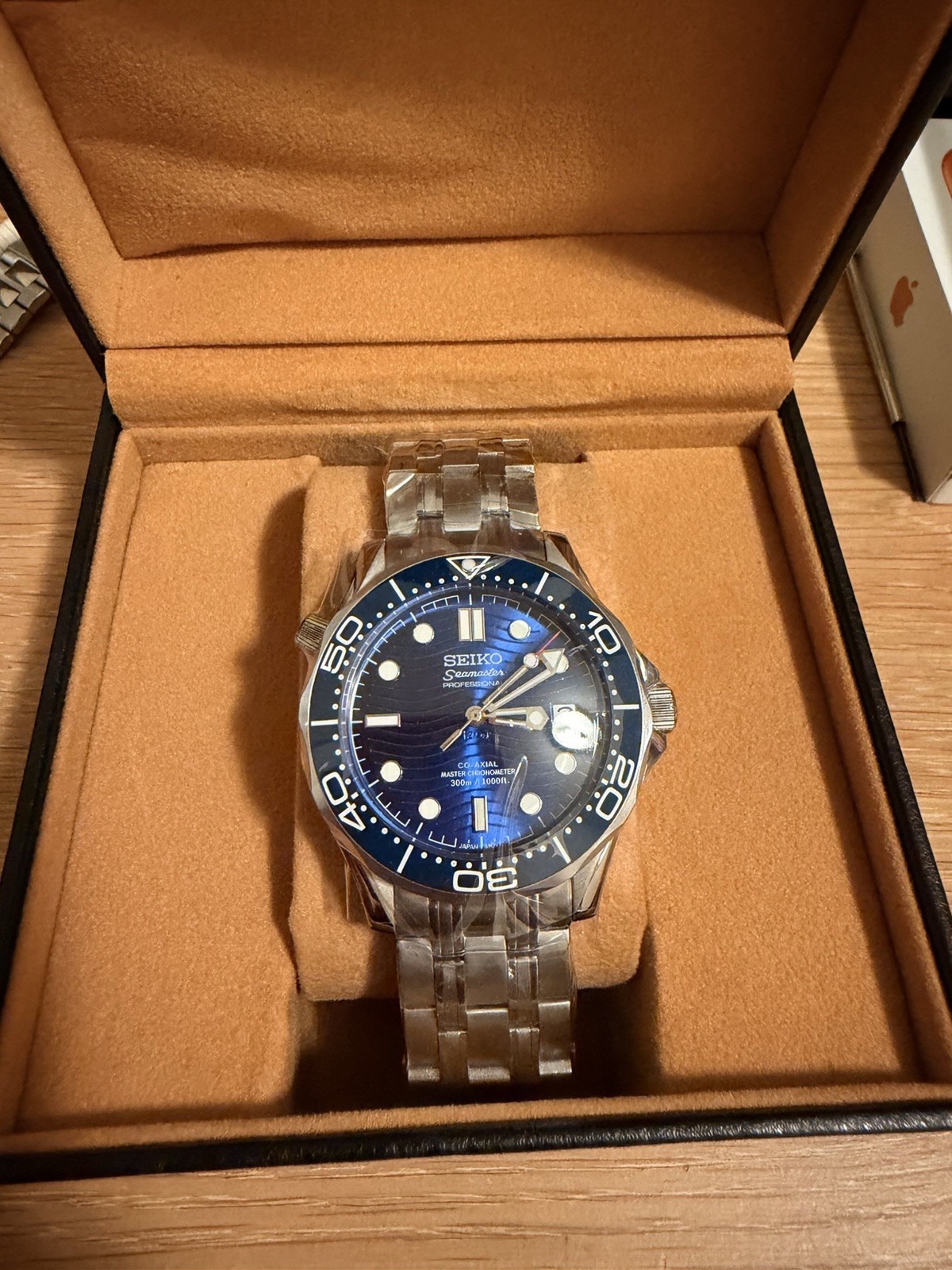 Seiko Mod Seamaster Professional Auto 42mm Blue Wave Dial Date with Box