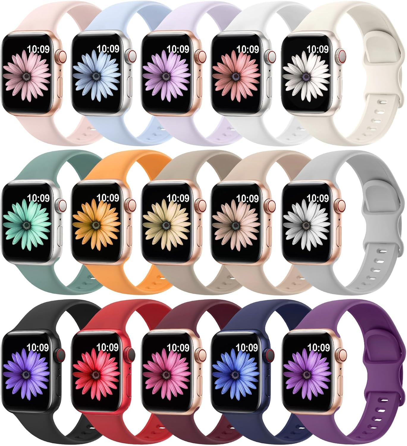 15 Pack Soft Silicone Bands Compatible with Apple Watch Band 40Mm 41Mm 38Mm 45Mm