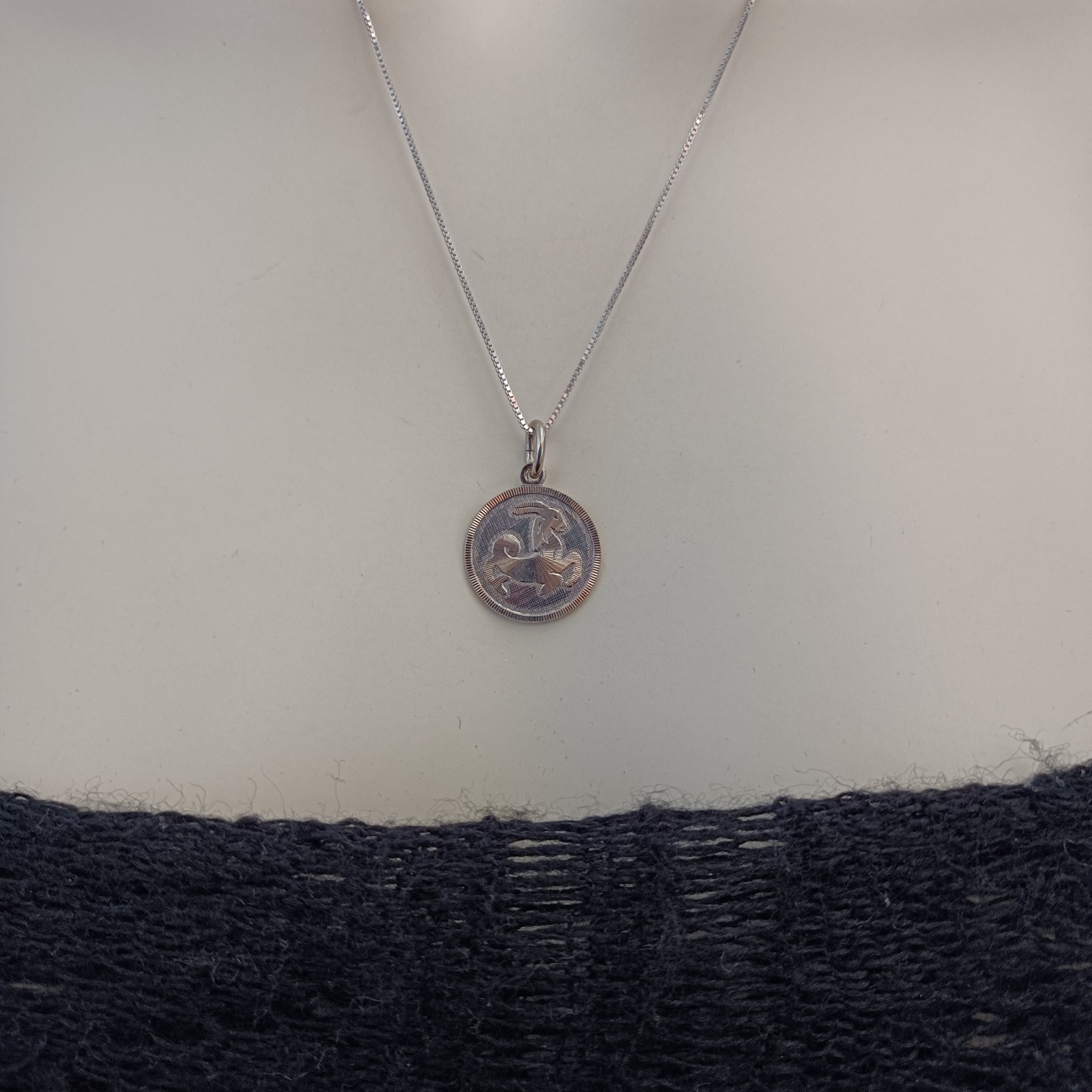 Capricorn Zodiac Vintage Necklace Sterling Silver Astrology Pendant Me’sn Women