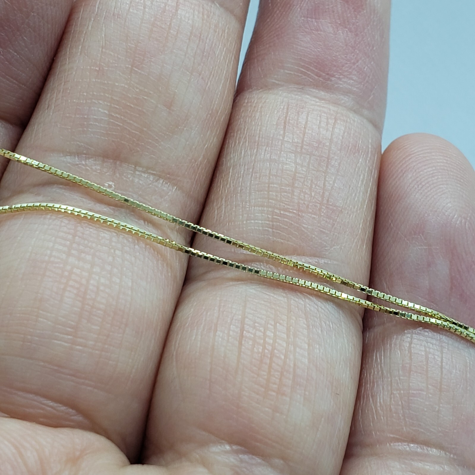 Solid 10K Yellow Gold Box Chain Necklace for Women Girl o.66 mm 16″ to 24″