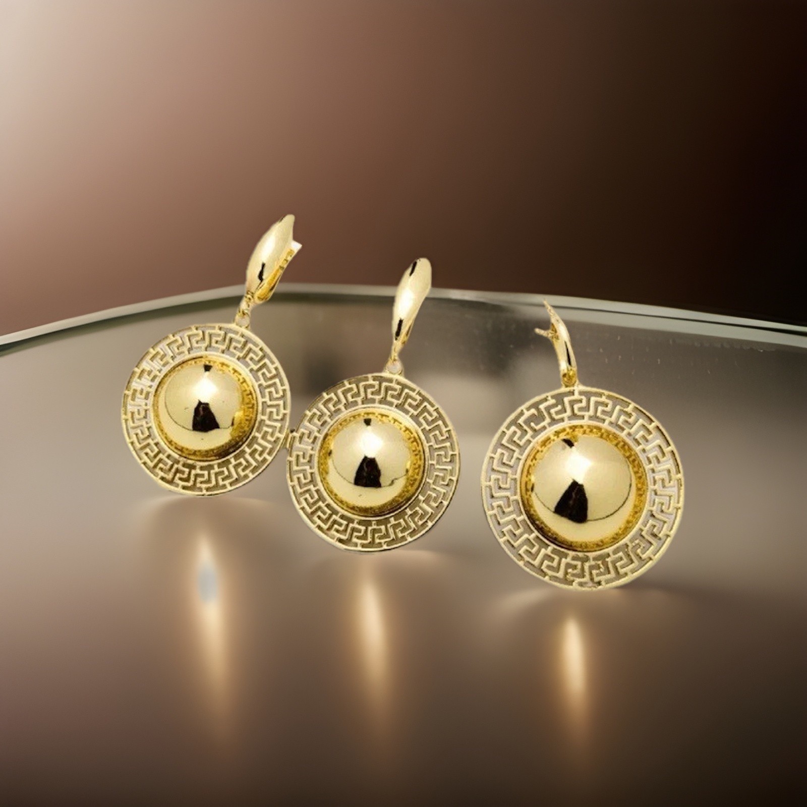 18 K Gold Plated Circle Shaped High Quality Jewelry ,2 PC Set