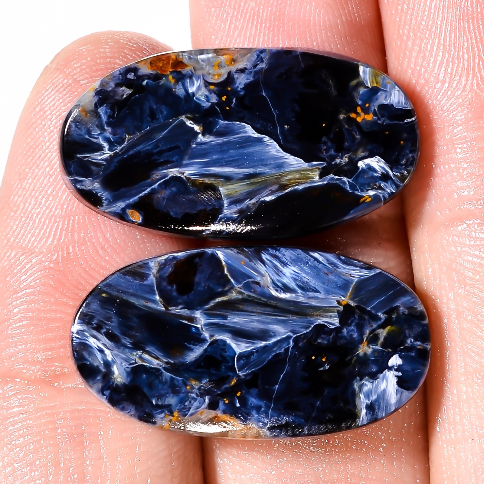 Cabochon Oval 26.05CT 100%Natural Gray Pietersite Match Pair 13x24x4mm Gemstone