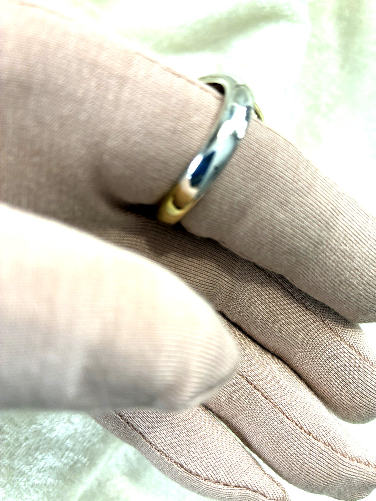 ULTRA FINE 950 SILVER & GOLD PLATED BOLD INTERLOCKING RING, SIZE 11 (M4835-52)