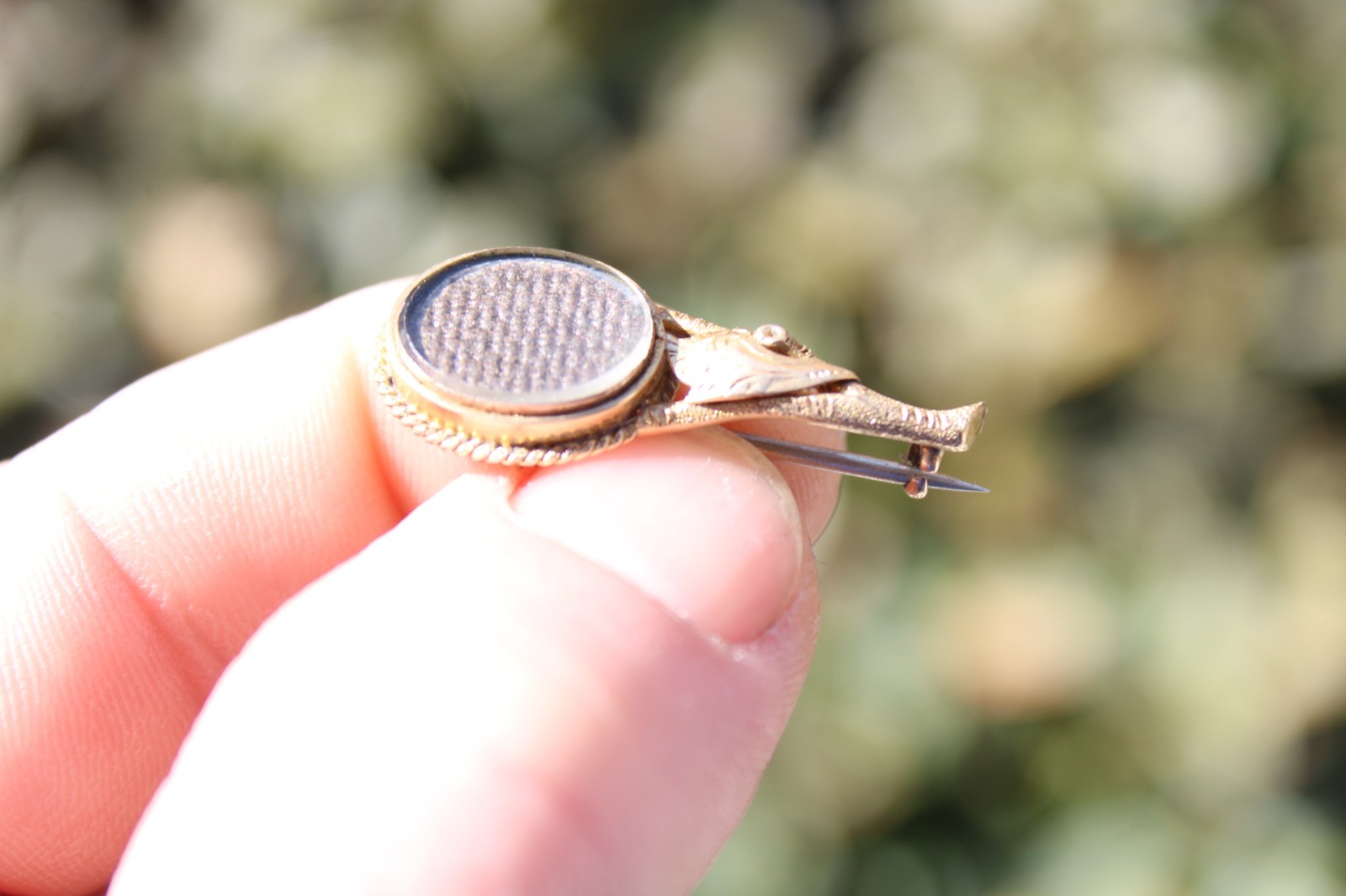 Antique 14k Yellow Gold Victorian Mourning Brooch, 3.17g (1.25″)