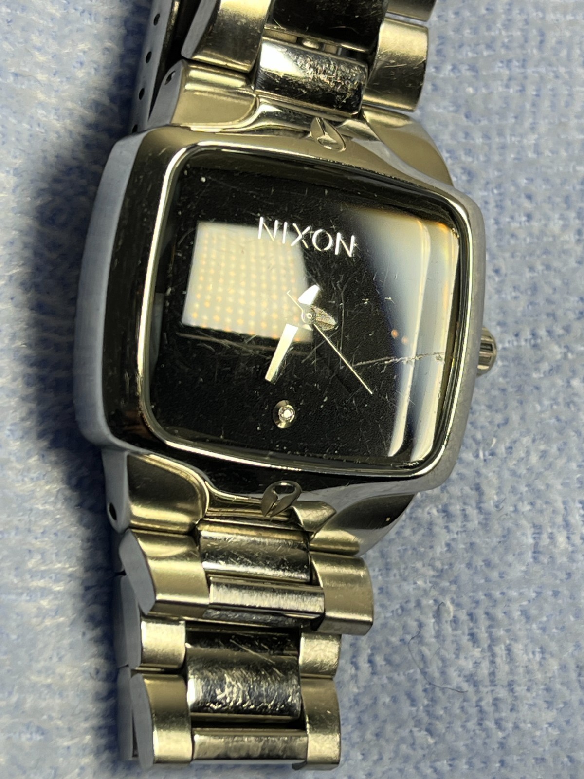 NIXON The SMALL PLAYER Qz Silver Black Dial Watch Wrist 16cm (6.3 in) – Rank C