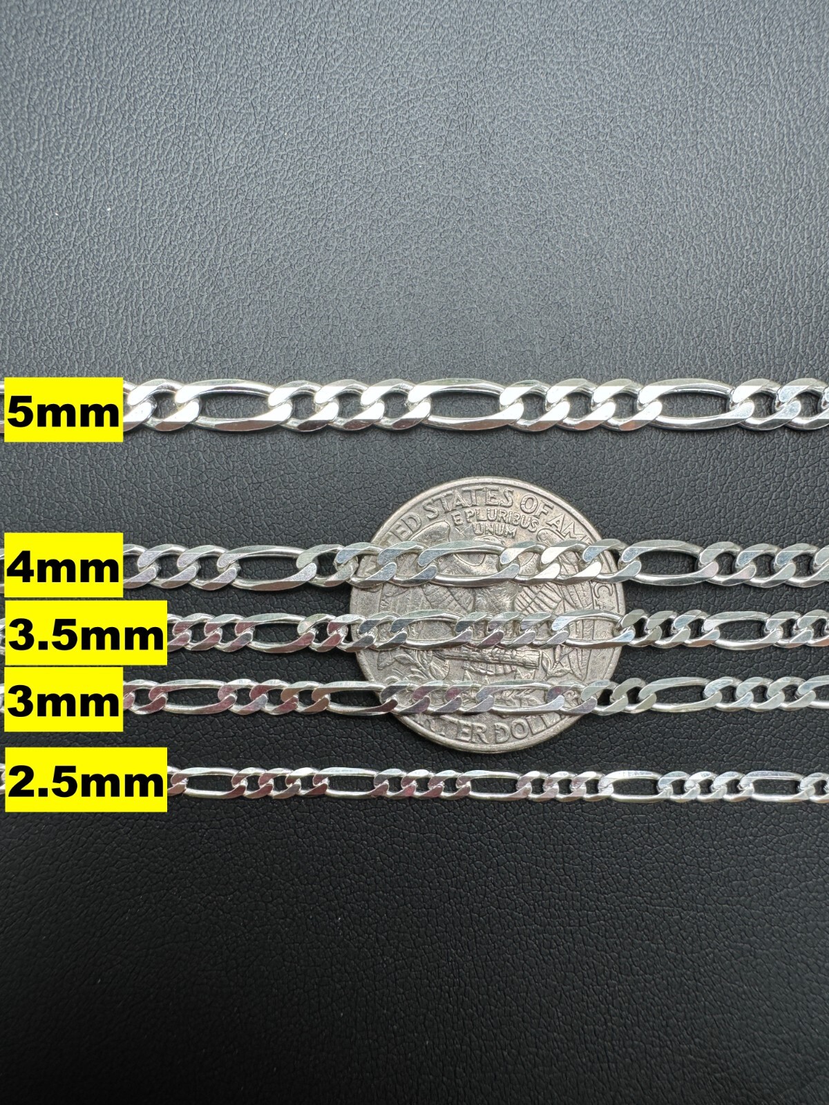 Cadena o Pulsera Figaro de Plata Esterlina 925 Sólida 2.5-15mm Hecha en Italia