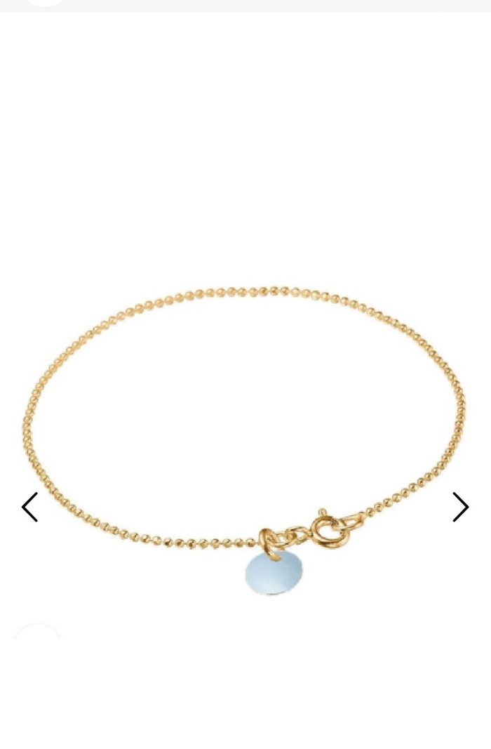 Enamel Copenhagen Ball Chain Bracelet Icy Blue Gold Vermeil 17.5 Cm B16G New