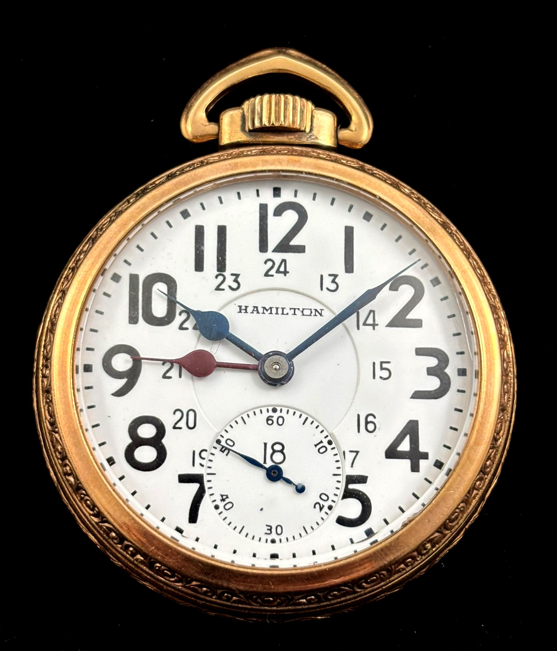 Hamilton 16s 21J 992 Railroad Pocket watch 103 YO M#7 Rose Gold Case Near Mint