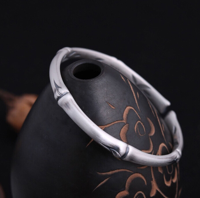 A25 Bangle Bracelet Bamboo Ethnic Jewellery 60mm Fine Silver Silver 999