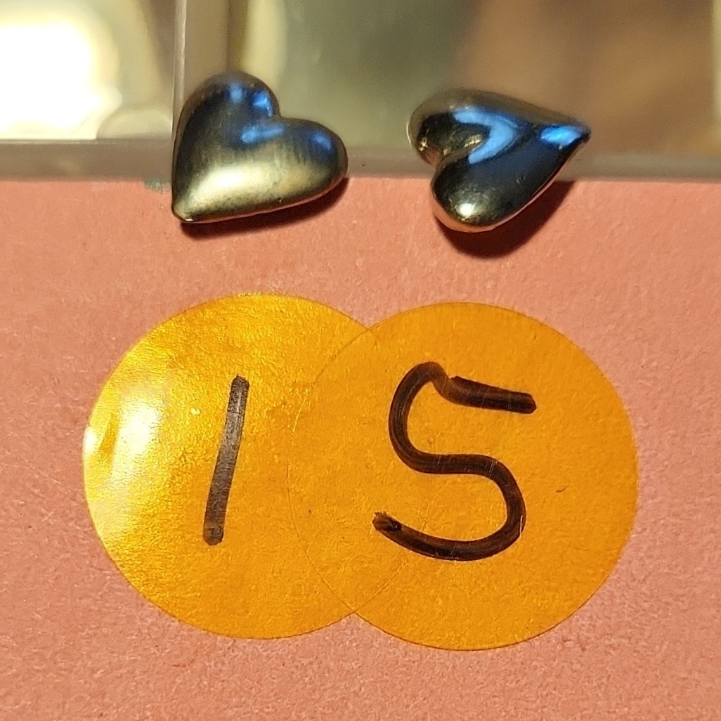 Silver Tone Heart Stud Post Earrings Butterfly Back Love Theme No Stone