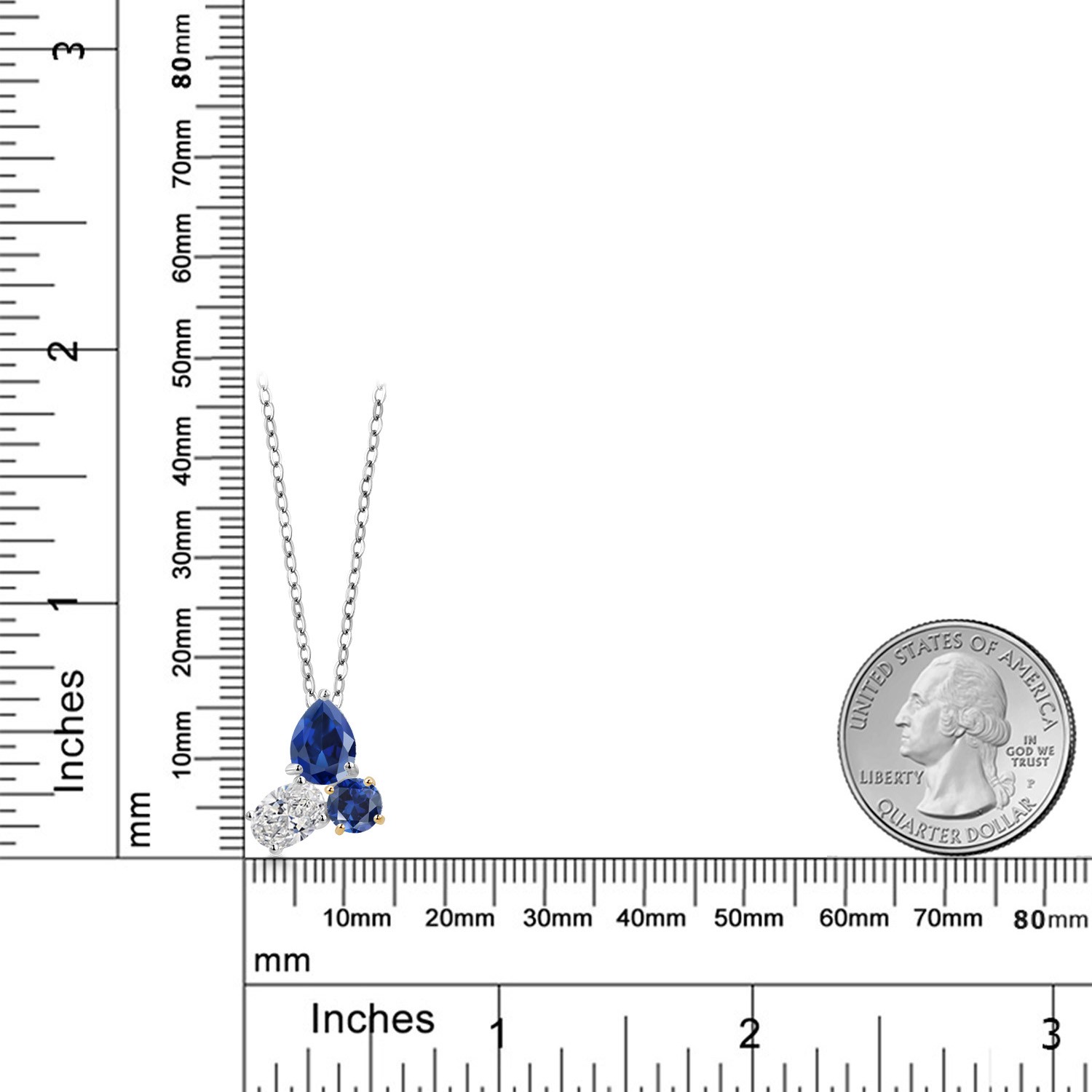 3.30 Ct Created Sapphire Lab Grown Diamond 925 Silver and 10K Yellow Gold
