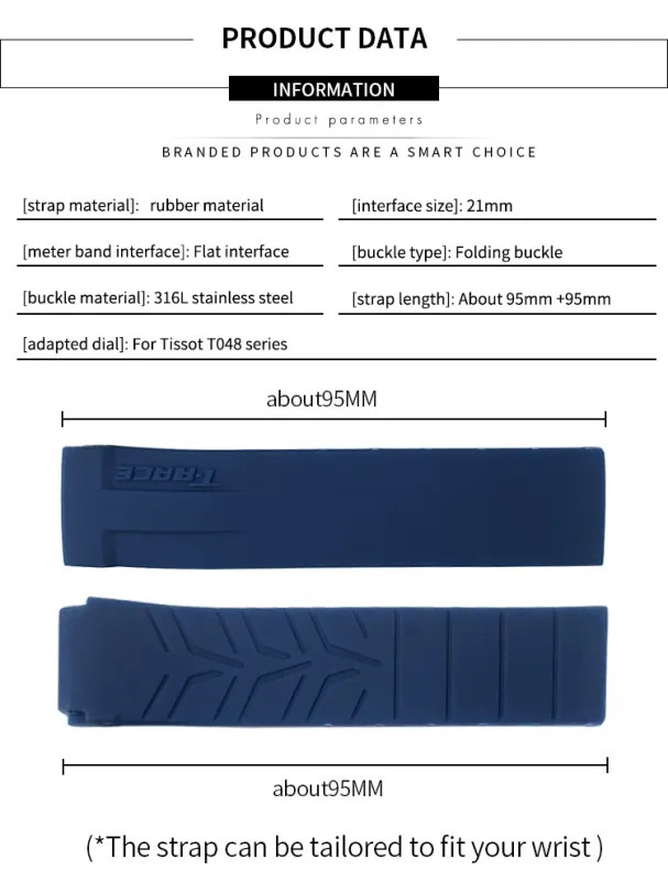 17 21mm Rubber Watchband Strap for Tissot T-RACE T048-417A Bracelet