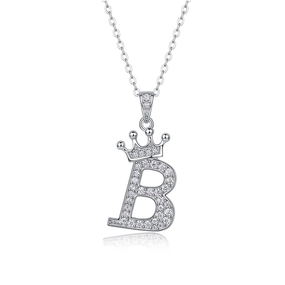 D Color Moissanite 26 Letter Pendant Necklace 925 Sterling Silver Pass Tester